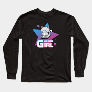 Gamer Girl Cat Stars Long Sleeve T-Shirt